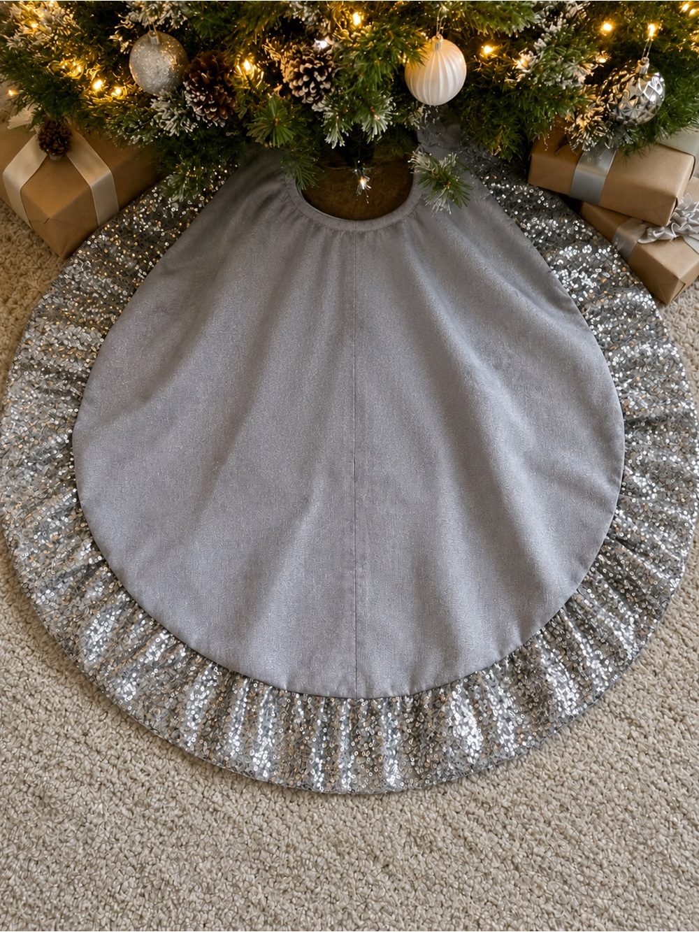 Ashland Silver Sequin Hem Tree Skirt